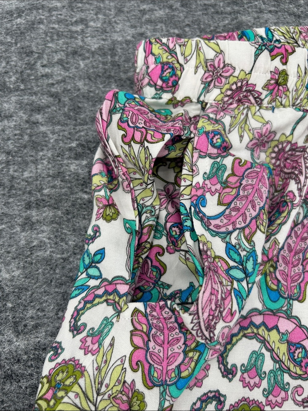 Fattore C Paisley Print Wide Leg Palazzo Pants Pink Boho Elastic Waist Size S - Picture 4 of 11